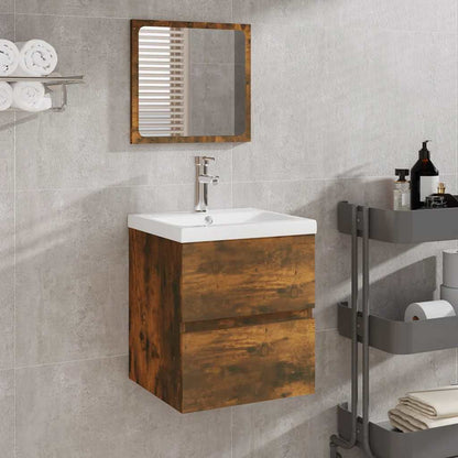 Mobile da Bagno con Lavabo e Specchio Rovere Fumo | homemem39