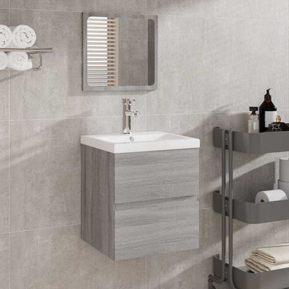 Mobile da Bagno con Lavabo e Specchio Grigio Sonoma