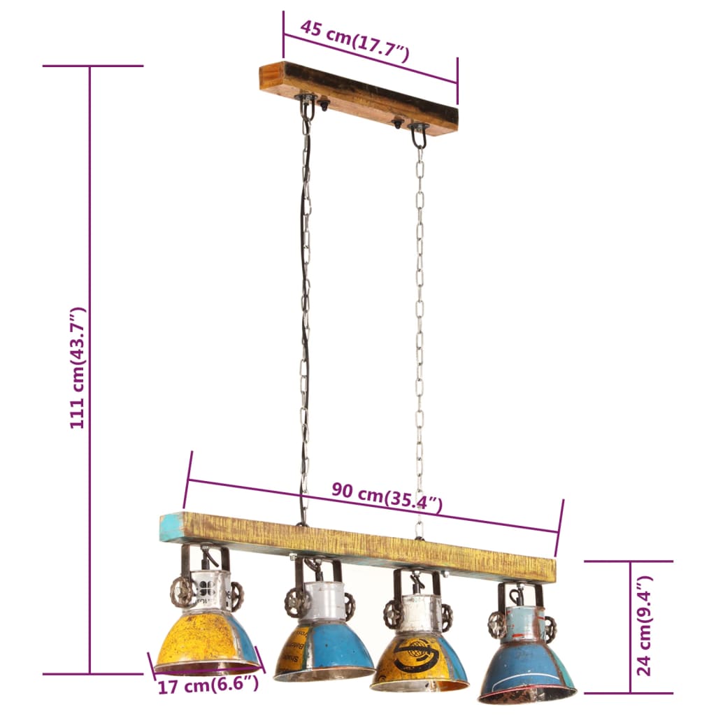 Lampada da Soffitto Industriale 25 W Multicolore 111 cm E27