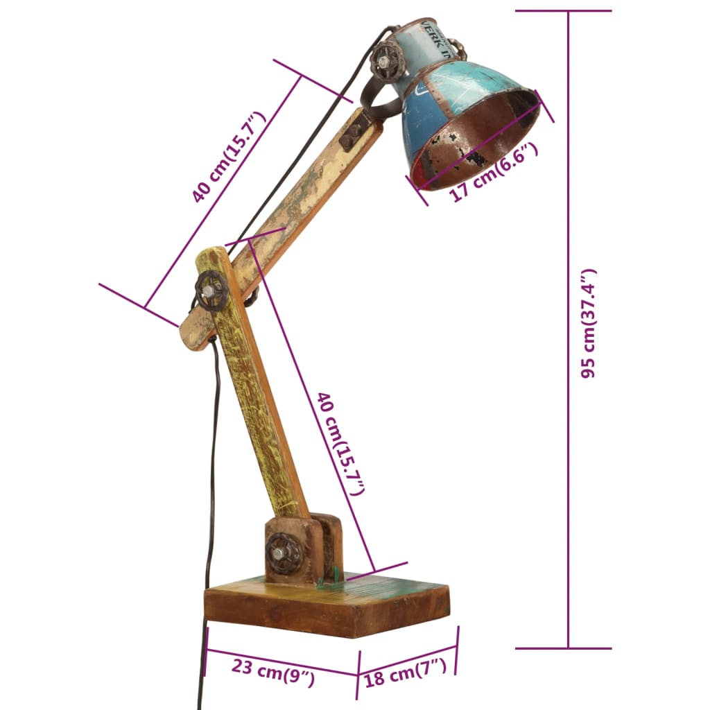 Lampada Scrivania Industriale Rotonda Multicolore 23x18x95 E27