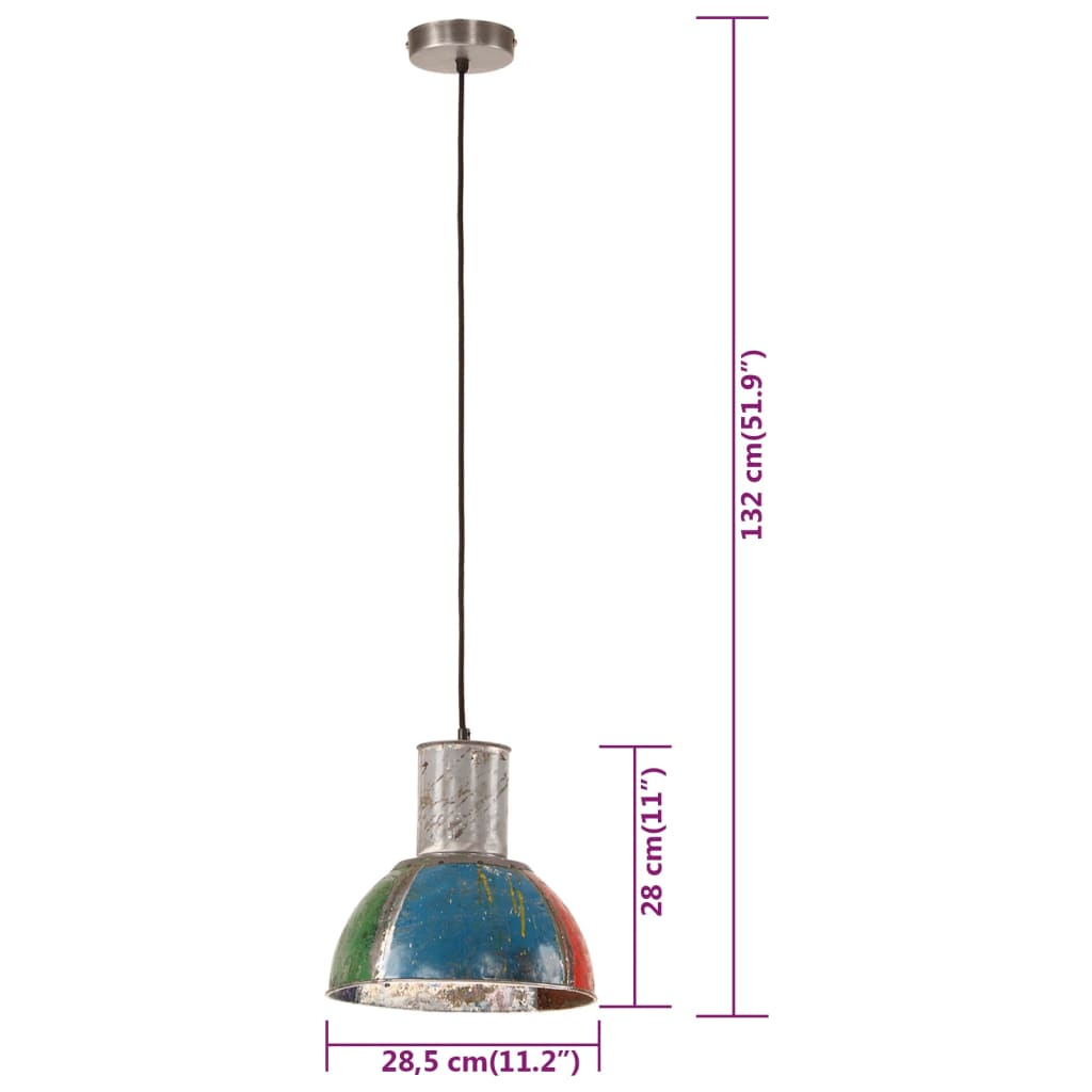 Lampada Sospesa Industriale 25 W Multicolore Rotonda 28,5cm E27