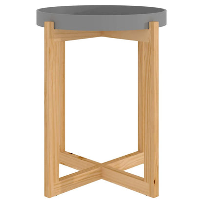 Tavolino Grigio 41x41x48,5cm Legno Multistrato e Massello Pino