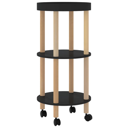 Carrello 3 Ripiani Nero 38x38x82 cm in Legno Multistrato e Pino | homemem39
