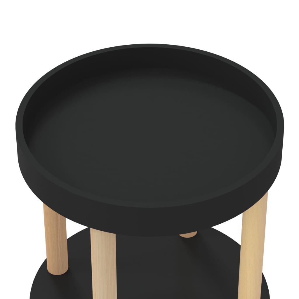 Carrello 3 Ripiani Nero 38x38x82 cm in Legno Multistrato e Pino | homemem39
