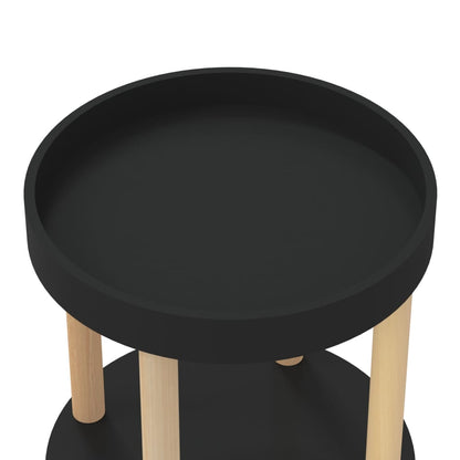 Carrello 3 Ripiani Nero 38x38x82 cm in Legno Multistrato e Pino | homemem39