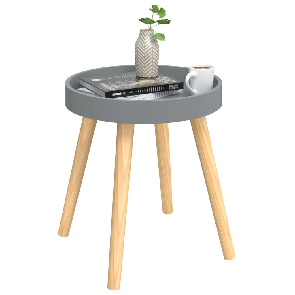 Tavolino Grigio 38x38x40cm Legno Multistrato e Massello di Pino | homemem39