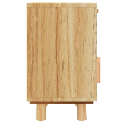 Comodini 2 pz Marroni Legno Massello di Pino e Rattan Naturale | homemem39