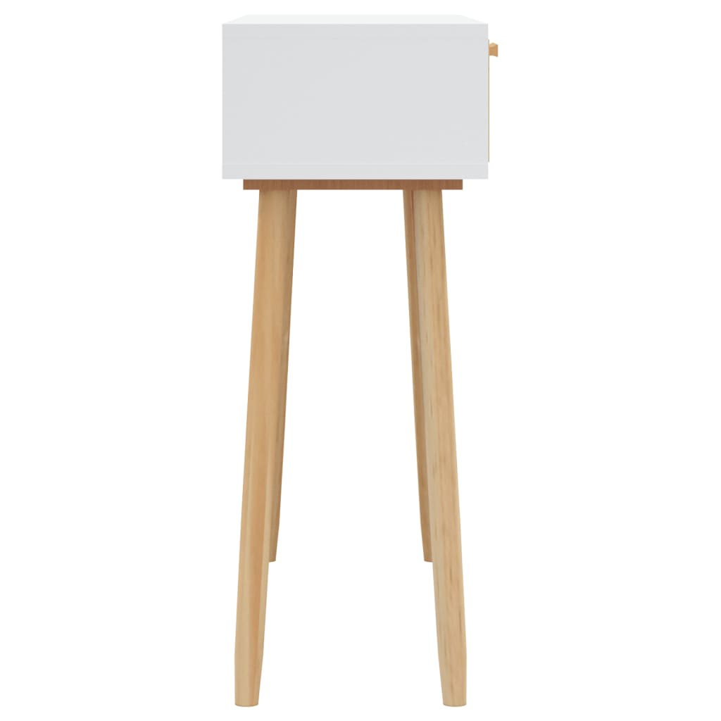 Tavolo Consolle Bianco 80x30x75cm Massello Pino Rattan Naturale | homemem39