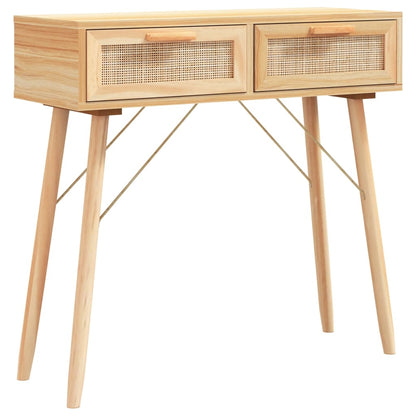 Tavolo Consolle Marrone 80x30x75 Massello Pino Rattan Naturale | homemem39