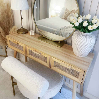 Tavolo Consolle Marrone 105x30x75 Massello Pino Rattan Naturale - homemem39
