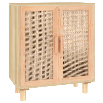 Credenza Marrone 60x30x70cm Legno Massello Pino Rattan Naturale | homemem39