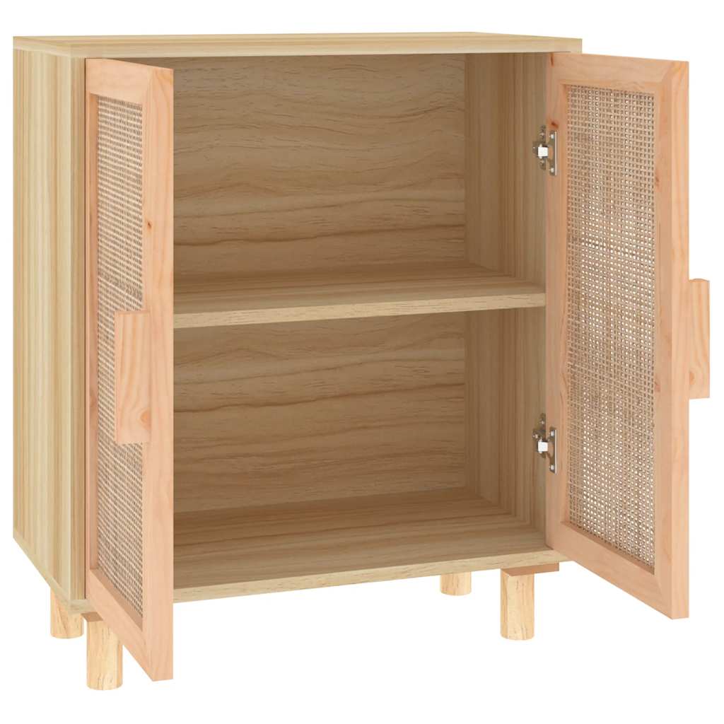 Credenza Marrone 60x30x70cm Legno Massello Pino Rattan Naturale | homemem39
