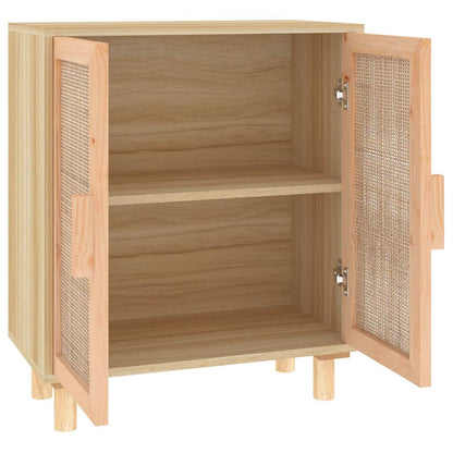Credenza Marrone 60x30x70cm Legno Massello Pino Rattan Naturale | homemem39