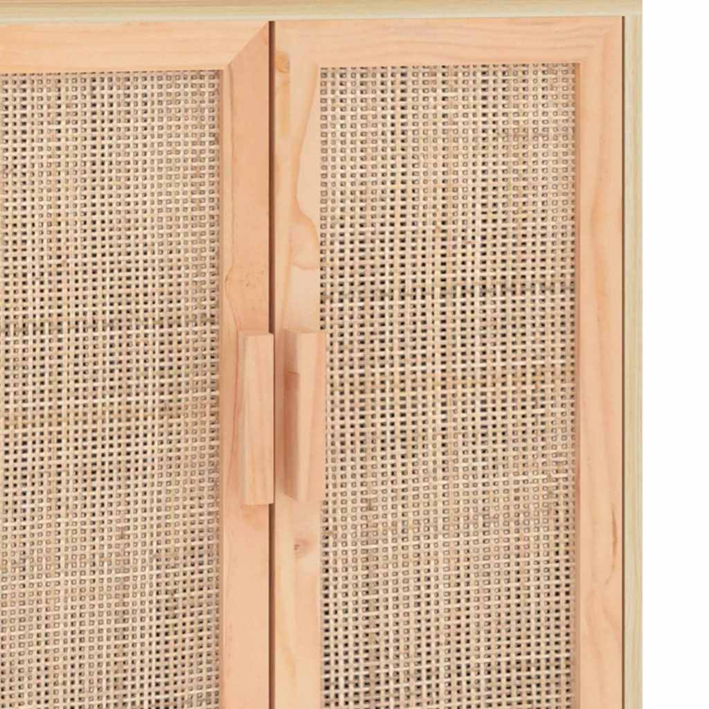 Credenza Marrone 60x30x70cm Legno Massello Pino Rattan Naturale | homemem39