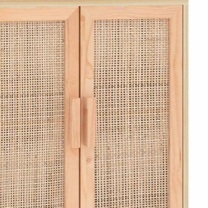 Credenza Marrone 60x30x70cm Legno Massello Pino Rattan Naturale | homemem39