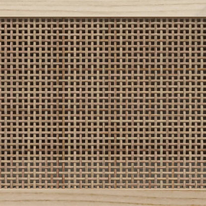 Credenza Nera 60x30x70 cm Legno Massello Pino e Rattan Naturale - homemem39