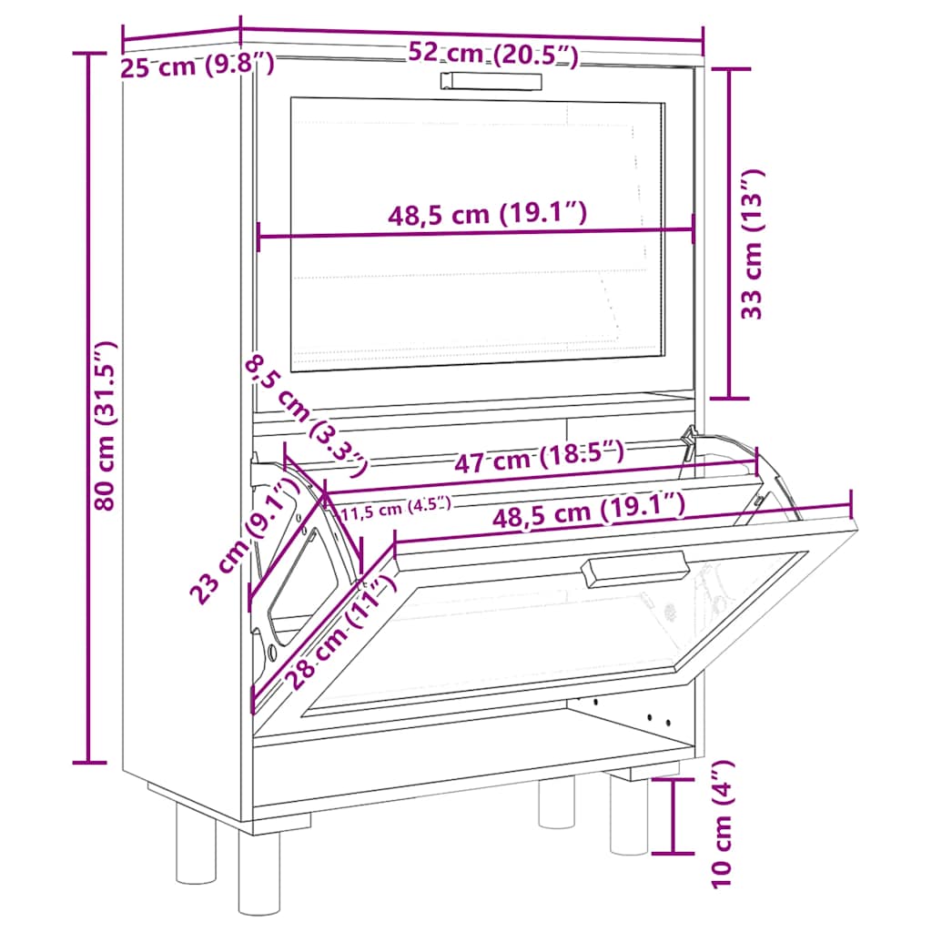 Scarpiera Bianca 52x25x80cm Legno Multistrato e Rattan Naturale - homemem39
