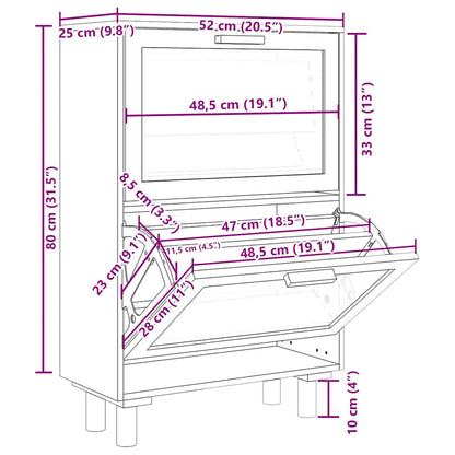 Scarpiera Bianca 52x25x80cm Legno Multistrato e Rattan Naturale - homemem39