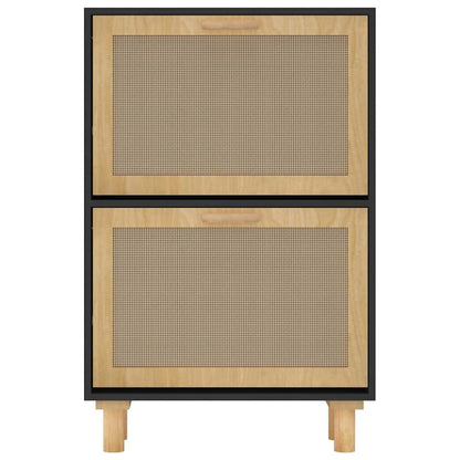 Scarpiera Nero 52x25x80cm Legno Multistrato e Rattan Naturale - homemem39