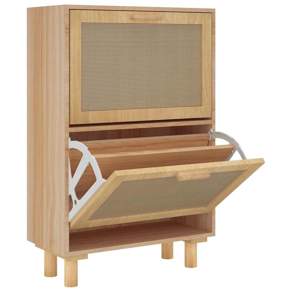 Scarpiera Marrone52x25x80cm Legno Multistrato e Rattan Naturale - homemem39