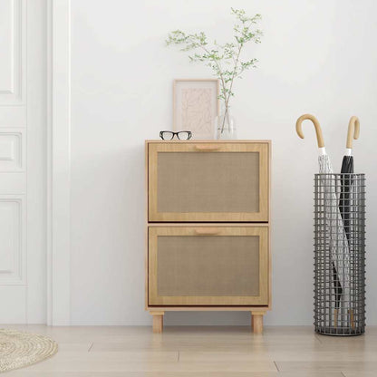 Scarpiera Marrone52x25x80cm Legno Multistrato e Rattan Naturale - homemem39