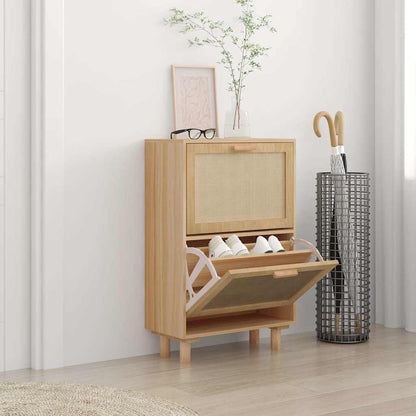 Scarpiera Marrone52x25x80cm Legno Multistrato e Rattan Naturale - homemem39