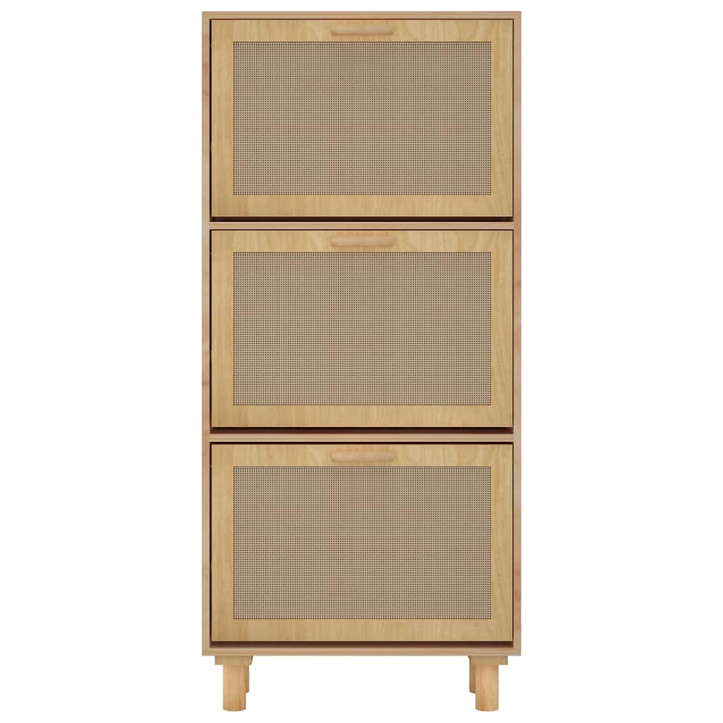 Scarpiera Marrone 52x25x115 Legno Multistrato e Rattan Naturale - homemem39