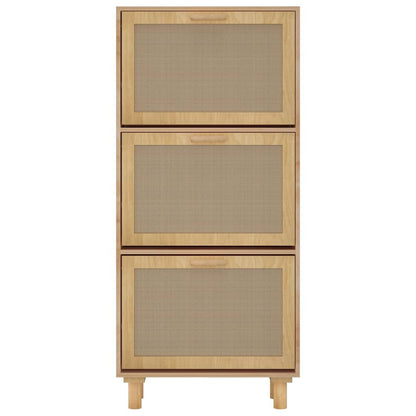 Scarpiera Marrone 52x25x115 Legno Multistrato e Rattan Naturale - homemem39