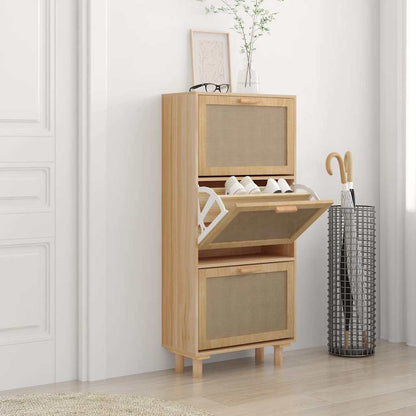 Scarpiera Marrone 52x25x115 Legno Multistrato e Rattan Naturale - homemem39