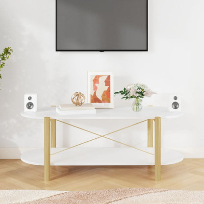 Tavolino da Salotto Bianco 110x48x40 cm in Legno Multistrato | homemem39