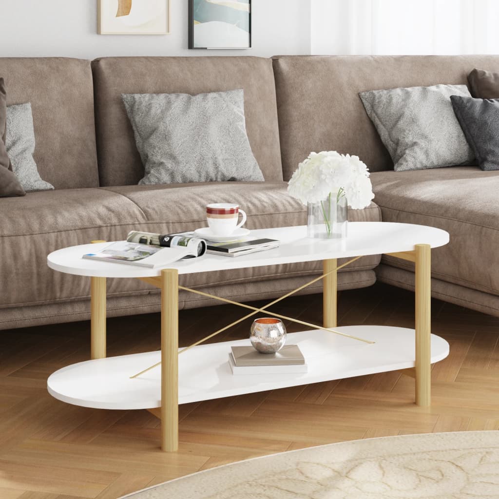 Tavolino da Salotto Bianco 110x48x40 cm in Legno Multistrato | homemem39