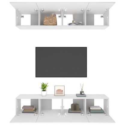 Mobili TV 4 pz Bianchi 80x30x30 cm in Legno Multistrato - homemem39
