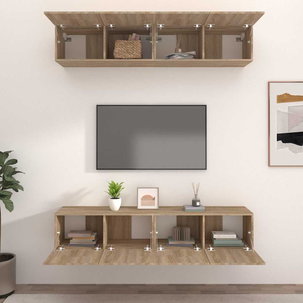 Mobili TV 4 pz 80x30x30 cm in legno multistrato