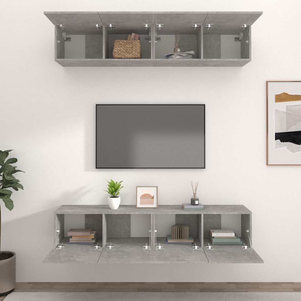 Mobili TV 4 pz 80x30x30 cm in legno multistrato