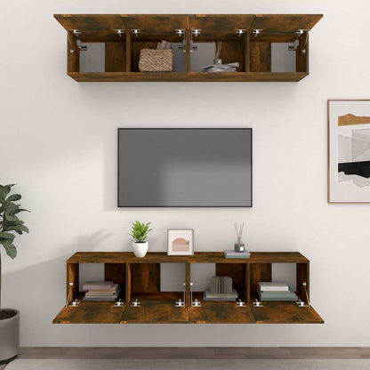 Mobili TV 4 pz 80x30x30 cm in legno multistrato