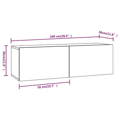 Mobili Porta TV a Parete 4 pz Nero 100x30x30 cm