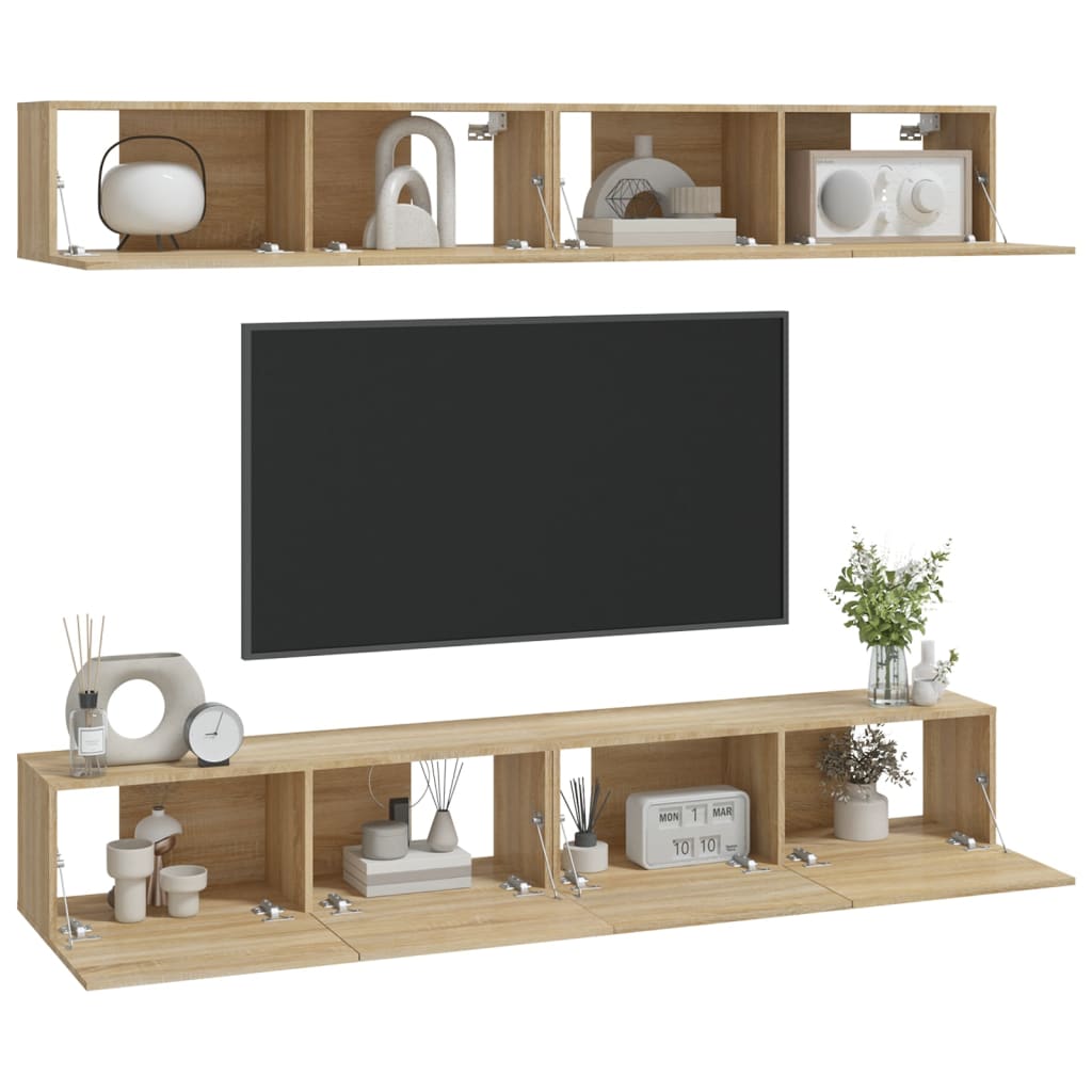 Mobili Porta TV a Parete 4 pz Rovere Sonoma 100x30x30 cm - homemem39