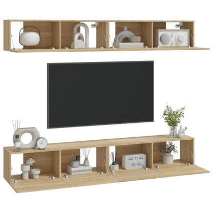 Mobili Porta TV a Parete 4 pz Rovere Sonoma 100x30x30 cm - homemem39