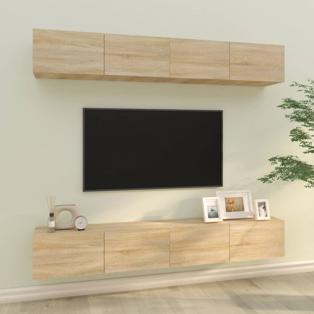Mobili Porta TV a Parete 4 pz Rovere Sonoma 100x30x30 cm - homemem39