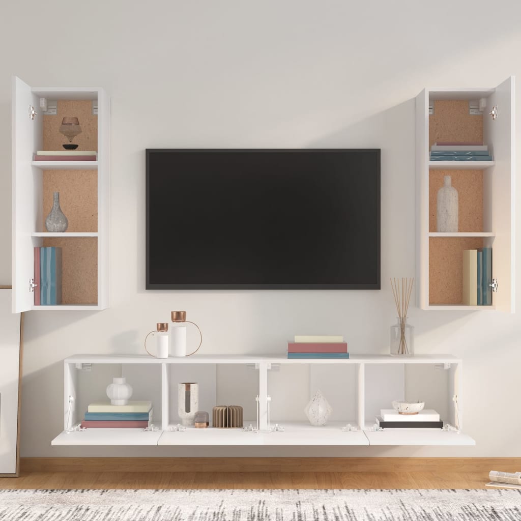 Set di Mobili Porta TV 4 pz Bianco in Legno Multistrato - homemem39