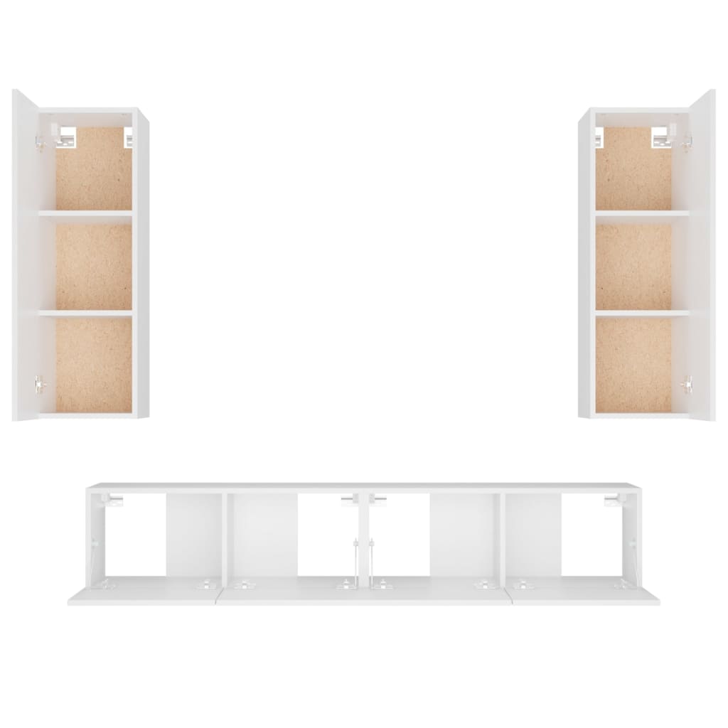 Set di Mobili Porta TV 4 pz Bianco in Legno Multistrato - homemem39