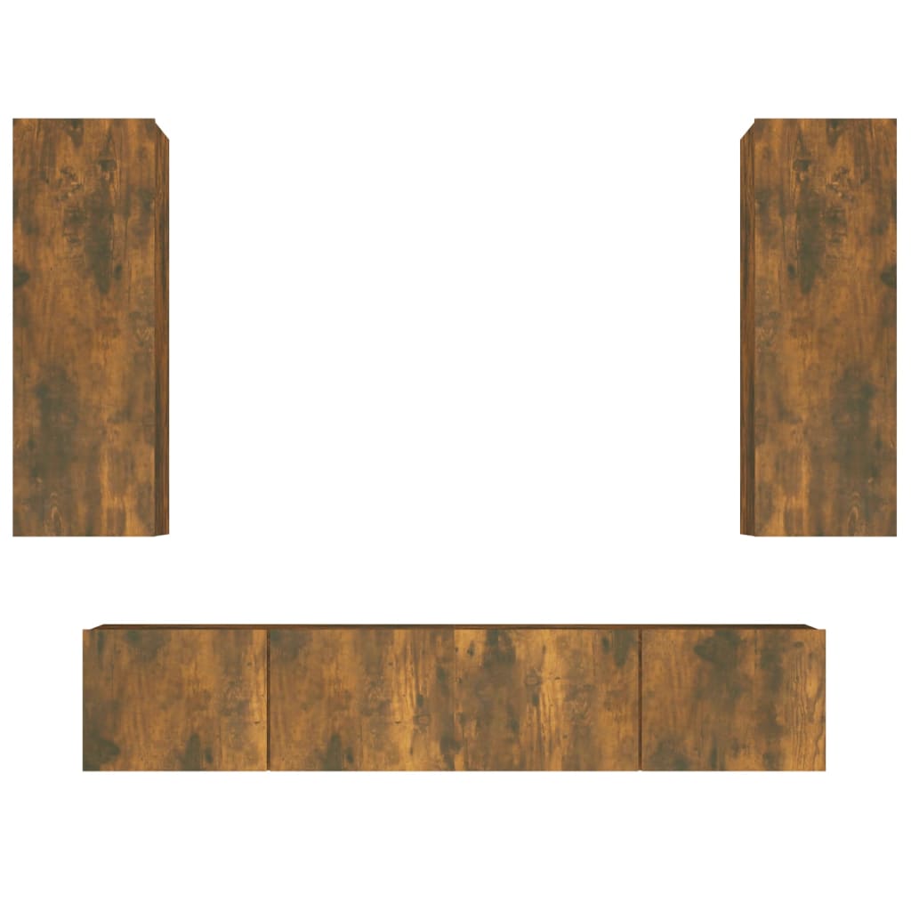 Set di Mobili Porta TV 4 pz Rovere Fumo in Legno Multistrato - homemem39