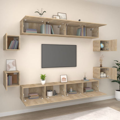Set Mobili Porta TV 8pz Rovere Sonoma in Legno Multistrato