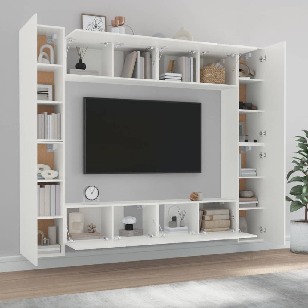 Set Mobili Porta TV 8pz Bianco in Legno Multistrato - homemem39