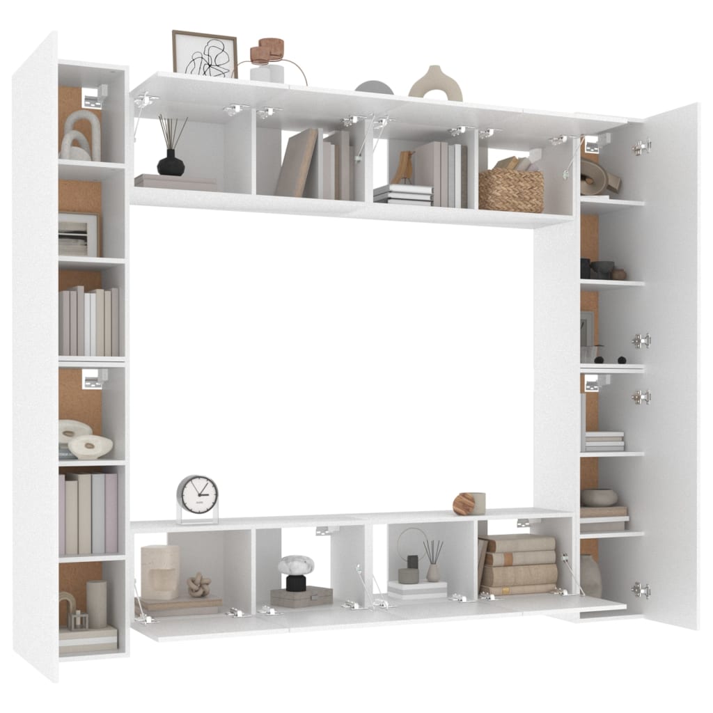 Set Mobili Porta TV 8pz Bianco in Legno Multistrato - homemem39