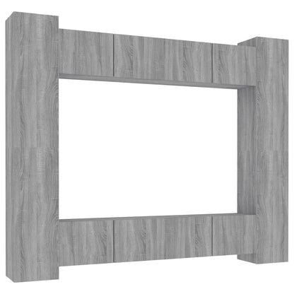 Set Mobili Porta TV 8pz Grigio Sonoma in Legno Multistrato