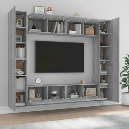 Set Mobili Porta TV 8pz Grigio Sonoma in Legno Multistrato