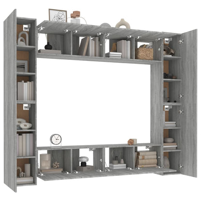 Set Mobili Porta TV 8pz Grigio Sonoma in Legno Multistrato