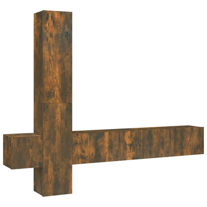 Set di Mobili Porta TV 5 pz Rovere Fumo in Legno Multistrato - homemem39
