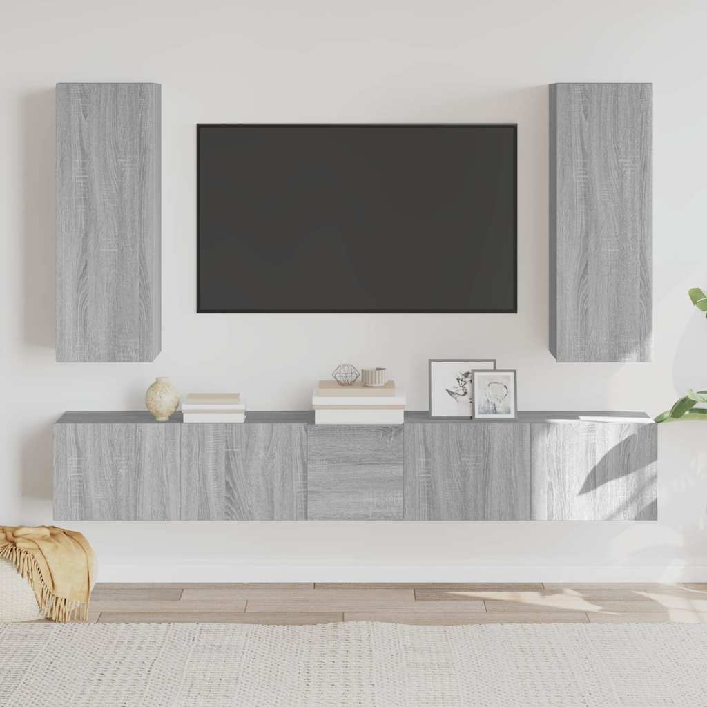 Set di Mobili Porta TV 5 pz in legno multistrato